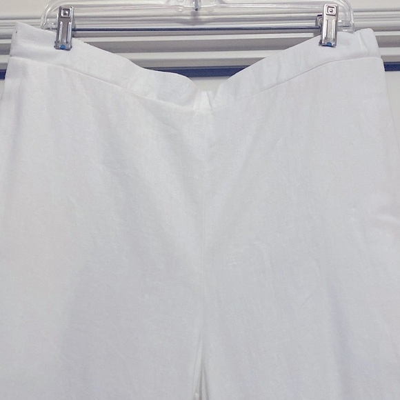 Woman Within Wide Leg White Linen blend pants Pull on Womens 18 Lagenlook Beach - Picture 2 of 13